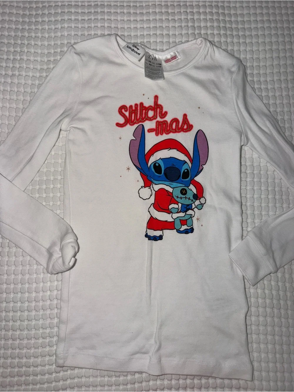 Disney Stitch-Print Kids Christmas Pajama Set - Red & White